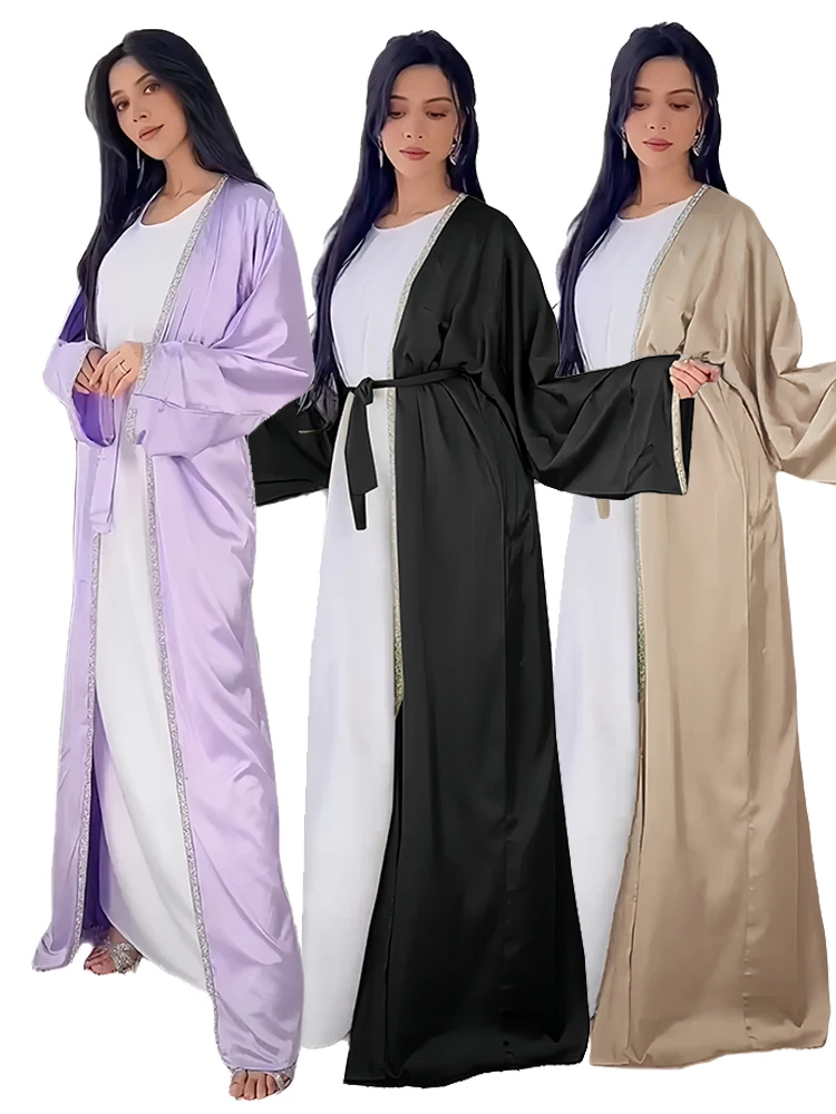 Ramadan Eid Open Kimono Abaya Dubai Luxury 2024 Turkey Muslim Dress Kebaya Islamic Clothing For Women Robe Femme Musulmane