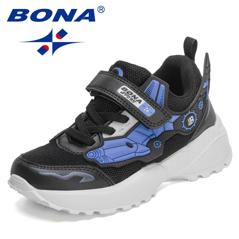 

BONA 2022 New Designers Sport Shoes Boys Breathable Mesh Casual Sneakers Children Lightweight Running Shoes Kids Walking Shoes