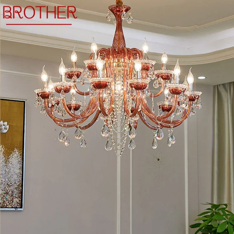 

BROTHER Luxurious Style Crystal Pendant Lamp European Candle Lamp Art Living Room Restaurant Bedroom Villa Chandelier