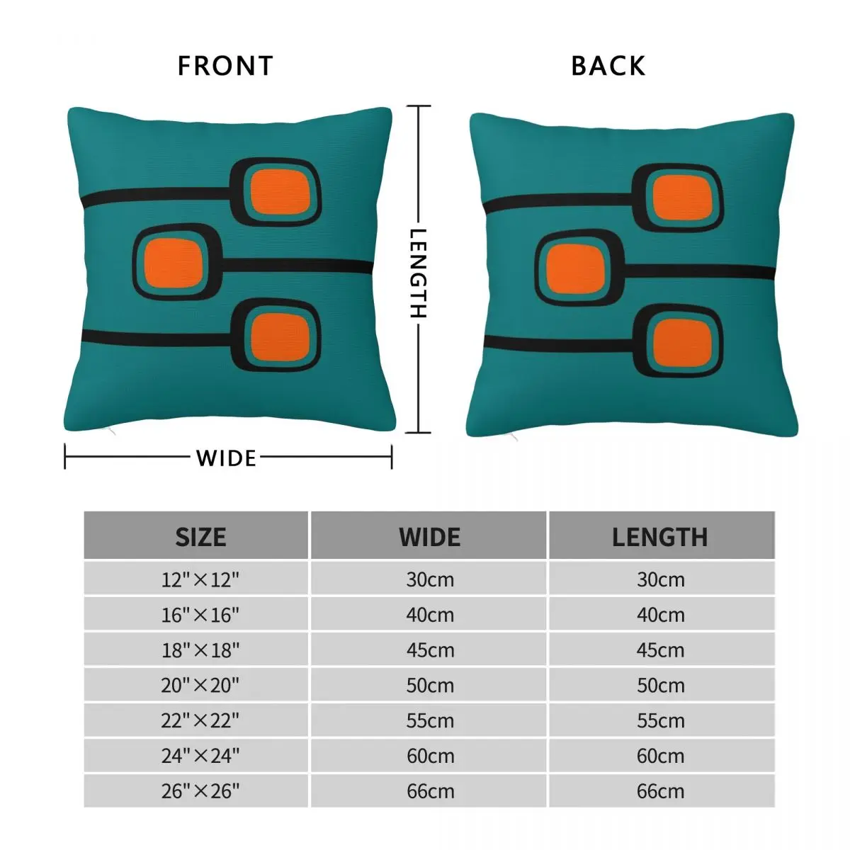 Branches Black Orange On Teal Square Pillowcase Polyester Linen Velvet Printed Zip Decor Pillow Case Sofa Seater Cushion Cover