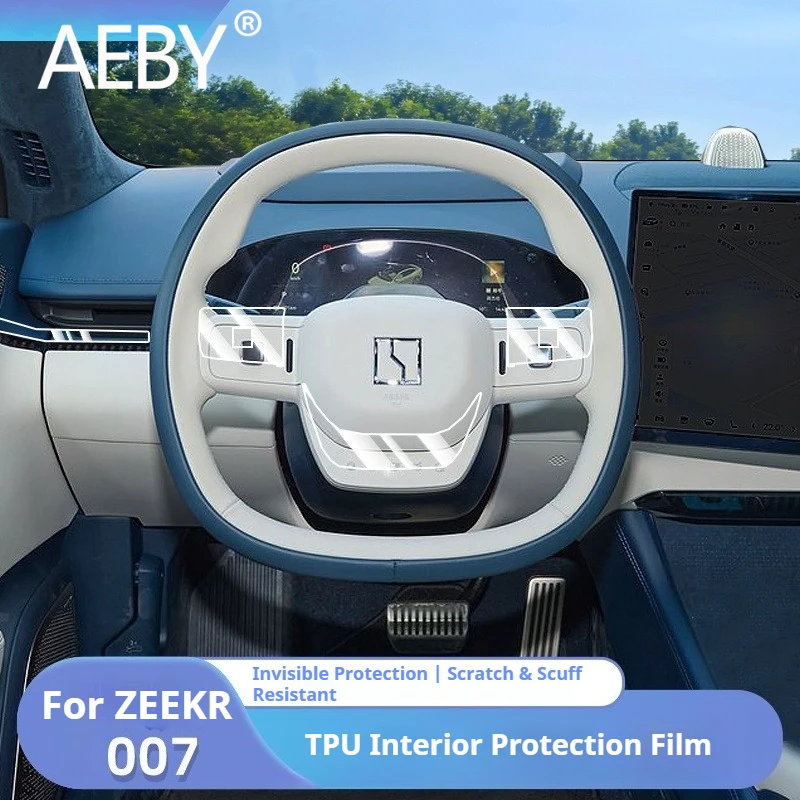

AEBY For ZEEKR 007 2024 2025 Steering Wheel Control Buttons TPU Film, HD Clear Anti-Scratch Protective Cover, Car Interior Film