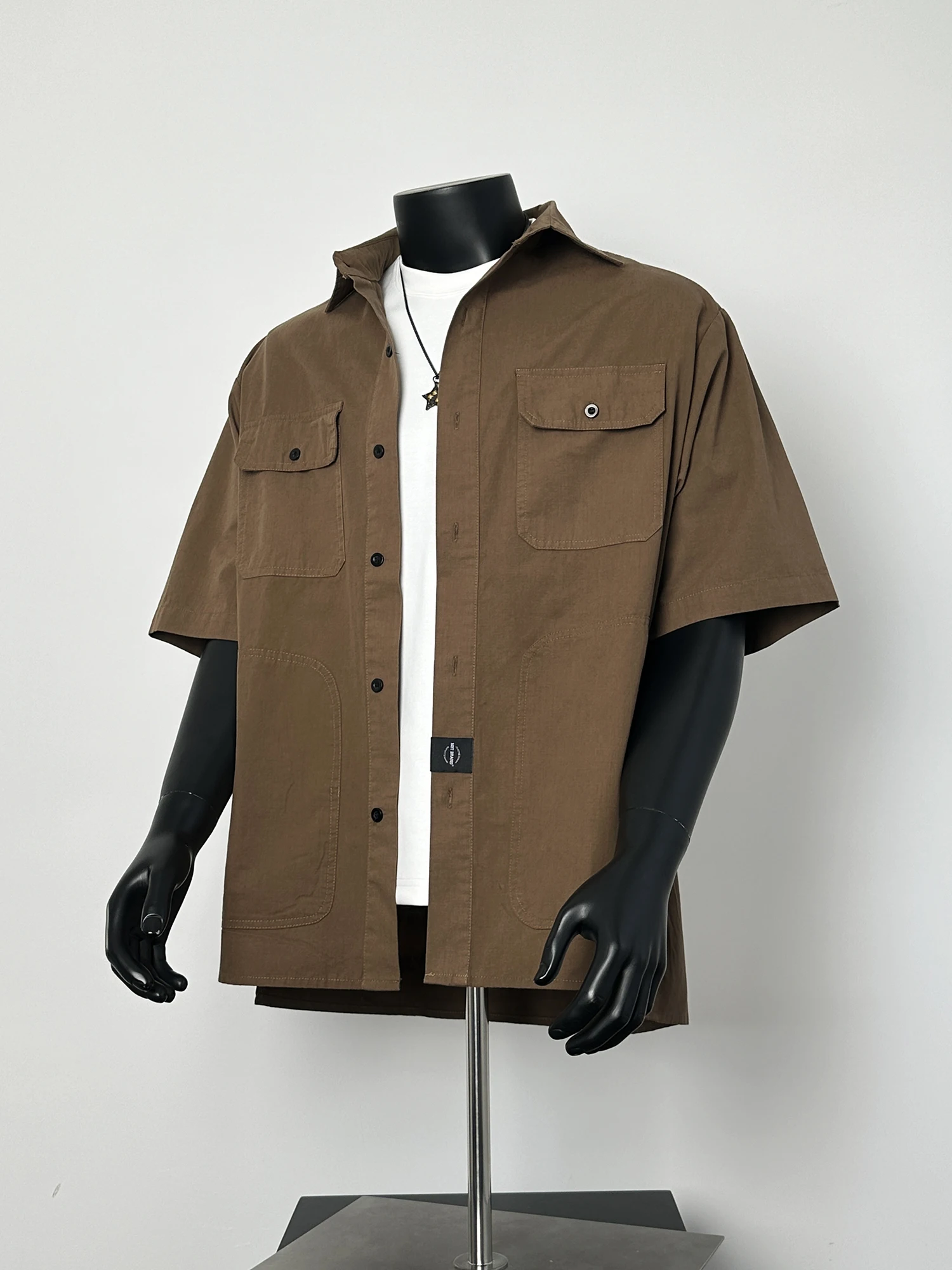 

Американская ретро-рубашка Anxie в рабочем стиле, свободного кроя, для пар, летняя, модная, с классическим воротником, на пуговицах