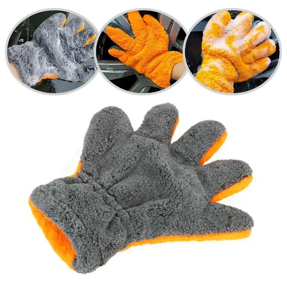 Premium Double-Sided Coral Fleece Car Cleaning Gloves Cratch-Free Wash Mitts Five-Finger Design for Car Glass Wheels Cleaning view 6