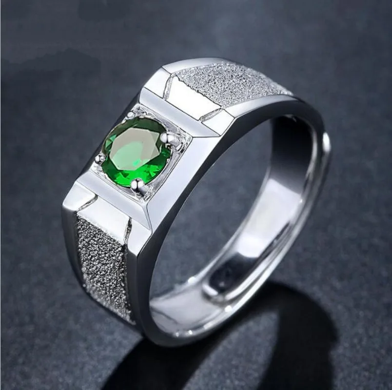 

Minimalist frosted men's fashionable jewelry men's inlaid tricolor zircon engagement ring