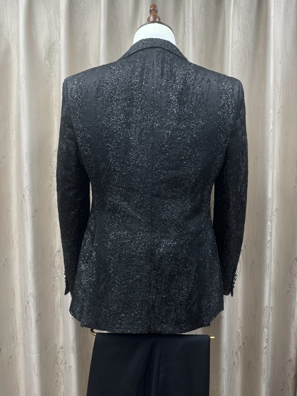 글리터 고급 남성 정장 3피스 댄스웨어 우아한 피크 라펠 수트 세트 남성 비즈니스 파티 의상 S-3XL