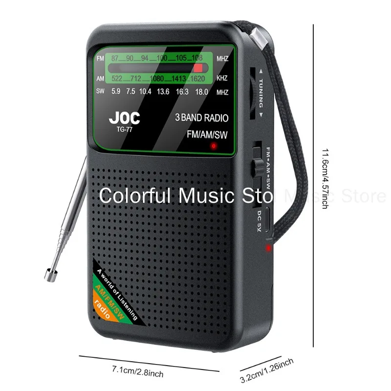 Newest Portable Pocket Radio AM/FM/SW 3-Band Portable Radios For Running Walking Support Earphone Rechargeable Radio FM Receiver