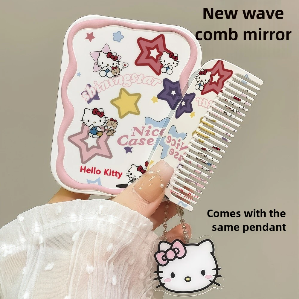 Hello Kitty Mini Przenośne składane lusterko do makijażu 2 w 1 Śliczna kompaktowa konstrukcja dla studentów Przyjazne do podróży Lusterko do retuszu On TheGo