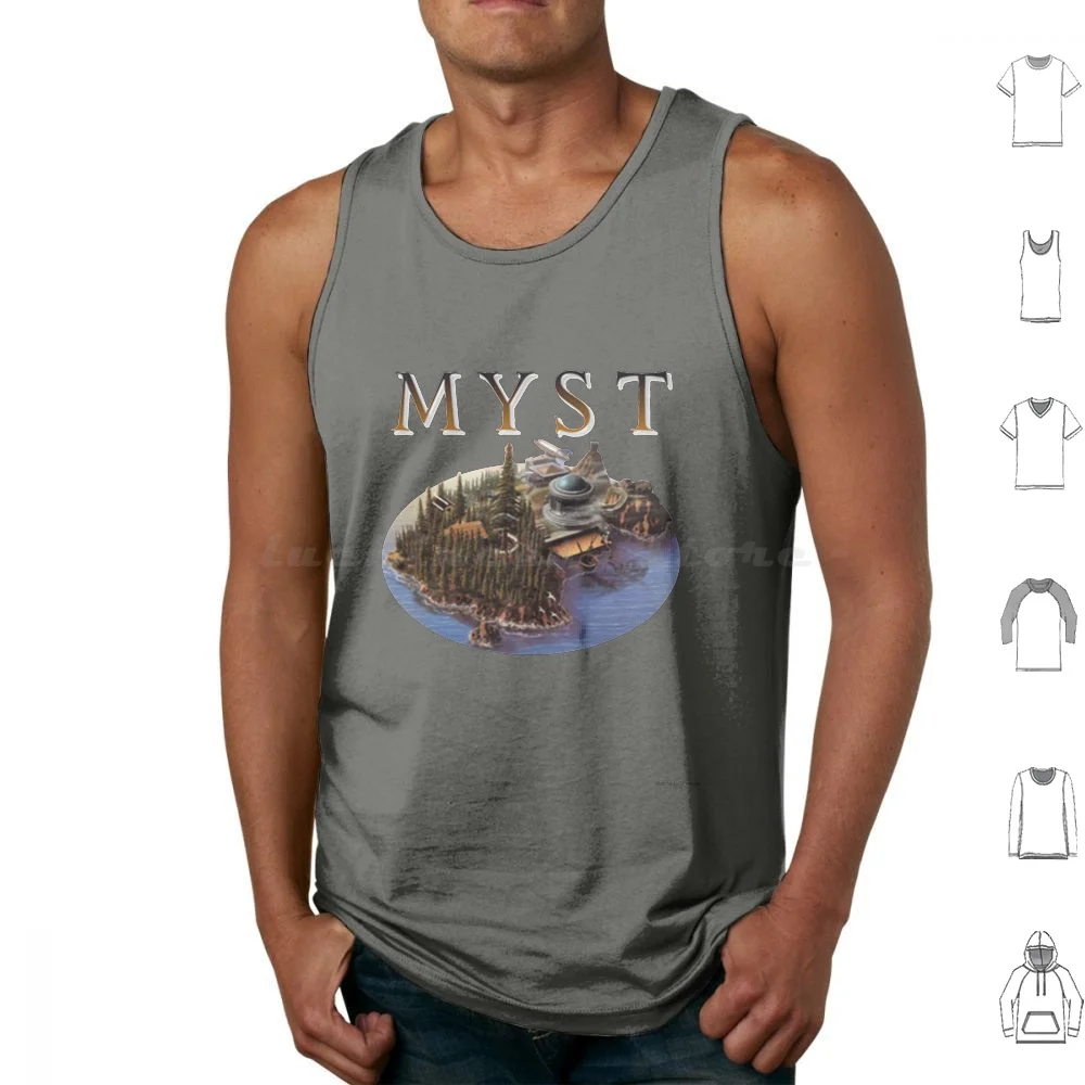 Myst Island Tank Tops Vest Sleeveless Myst Graphic Adventure Puzzle Video Game Vintage Old Gamer Pc Classic Miller Island