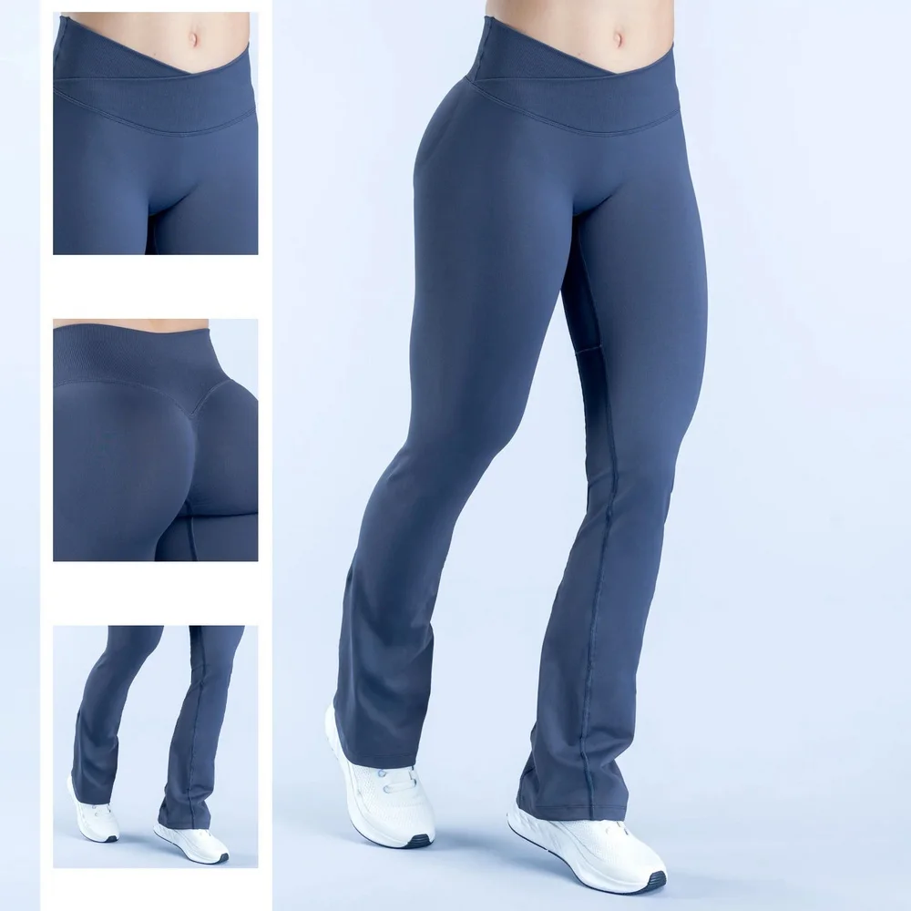 SEEEKSUC Seamless Yoga Leggings High Elasticity Hip Lifting Cross V-shaped Waist Invisible Pleats Gym Outdoor Sports Pants XS-XL