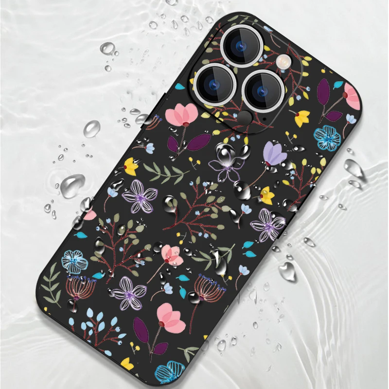 Floral Flower Phone Case For iPhone 17e 17 16 15 14 Pro Max 12 13 Pro Max 11 16e Shockproof Bumper TPU Silicone Lanyard Cover