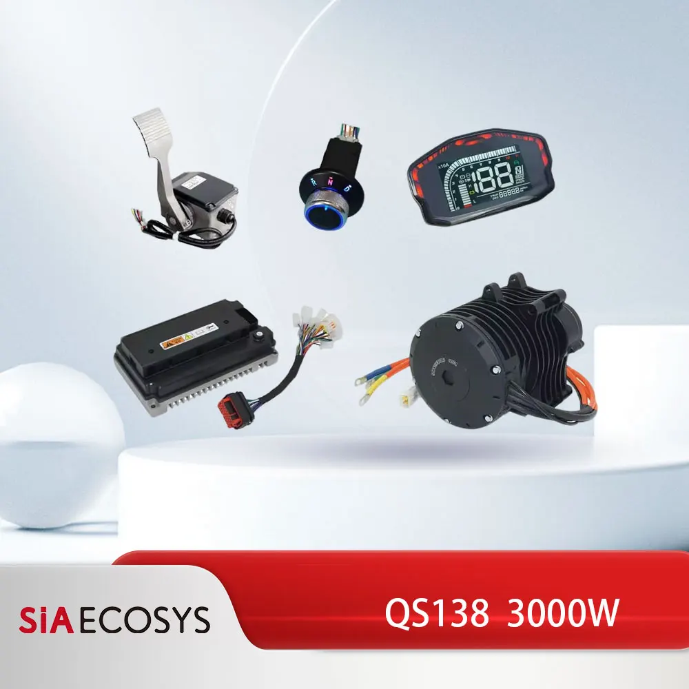 QSMOTOR QS138 V3 3000W 70H Mid Drive Motor Kit with VOTOL EM150-2SP Controller for Electric Motorcycle Conversion Powertrain