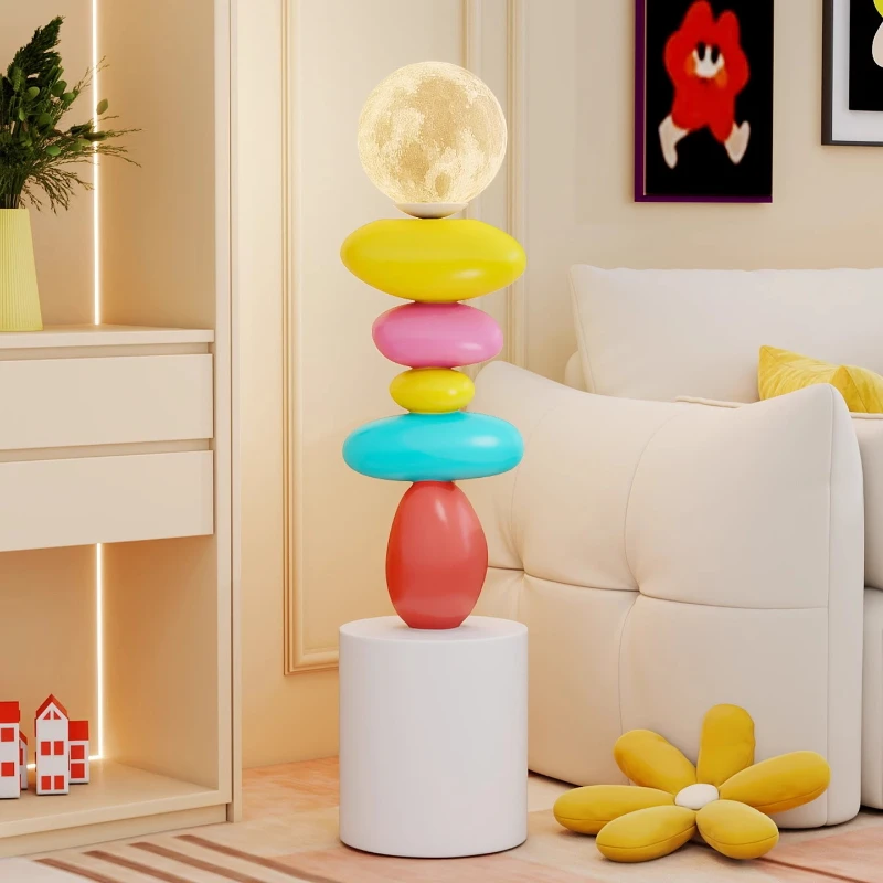 

Cream Style Home Decor Colorful Stone Statue Sculpture Creative Living Room Sofa Side Luminous Ornament Girl Housewarming Gift