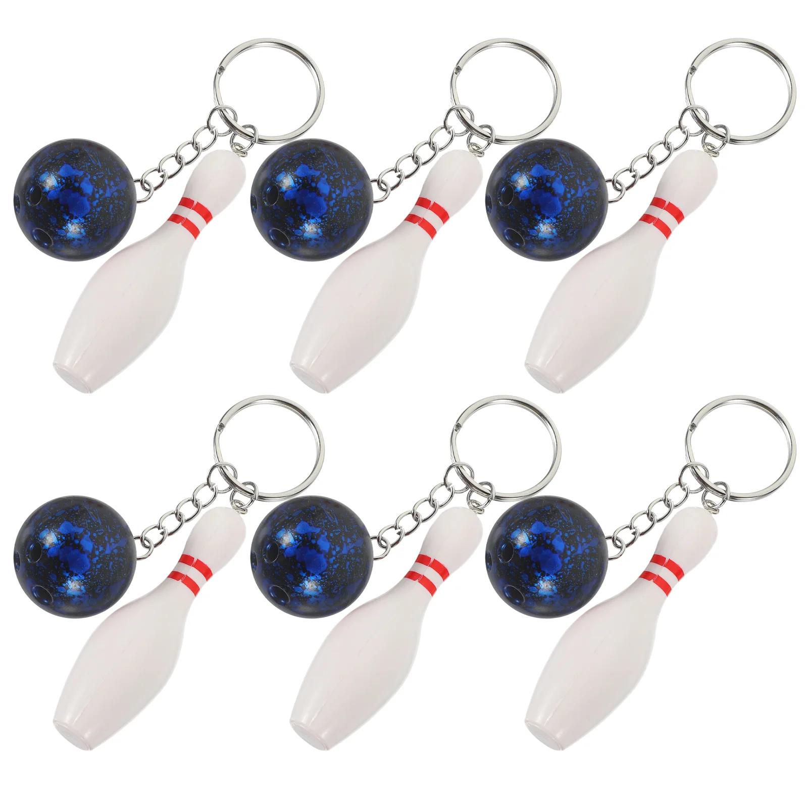 

6 Pcs Key Ring Bowling Keychain Gifts Crafts Novelty Chains Blue Party Favors for Kids Bulk