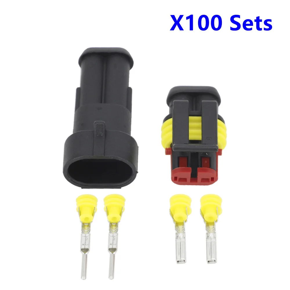 

U50 100 Sets 2 Pin AMP 1.5 Connectors,Waterproof Electrical Wire Connector DJ7021-1.5 Car part,20-16AWG Automobile