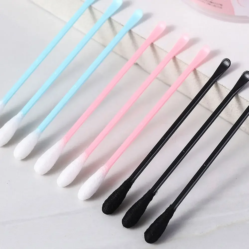 100Pcs High Quality Double-headed Ear Cleaner Plastic with Ear Spoons Cotton Swabs Soft Disposable Cleaning Cotton Bud Home