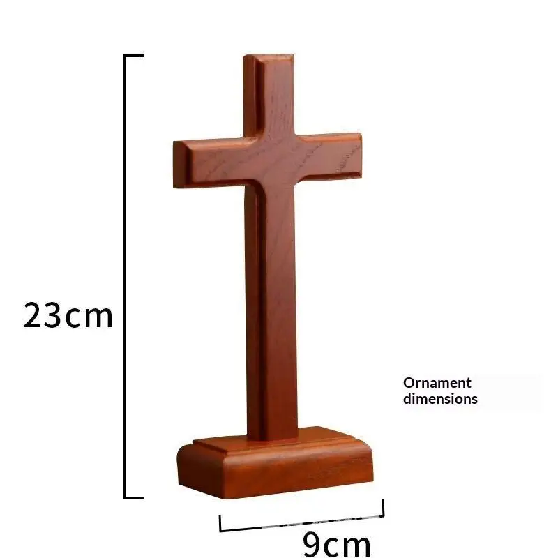 2-in-1 Vintage Holzkreuz Kruzifix Deko Doppelfunktion Religiöses Ornament für Eingangsbereich Wohnzimmer Wand- und Tischaufstellung – Detail 1