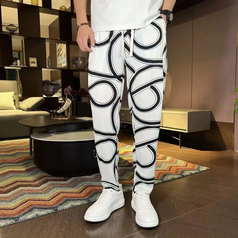 Summer Thin Pants Men's Trend Printing Versatile Loose Casual Harem Pants Ruffian Handsome Joggers Casual Trousers Sweatpants