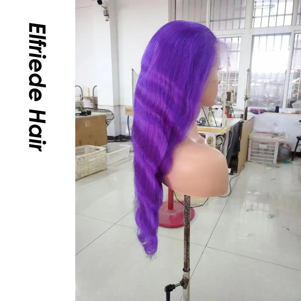 Elfriede #Purple Body Wave Lace Front Wigs for Women Colored Wig 4x4 Lace Closure 13X4 13X6 HD Lace Frontal Wig Human Hair Wigs