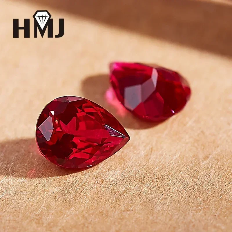 

Red Ruby Pear Shape Lab Grown Ruby Certified Ruby Pigeon Blood AGL Certified Heart Shape 0.5ct 1ct DIY Beads for Jewelry Making