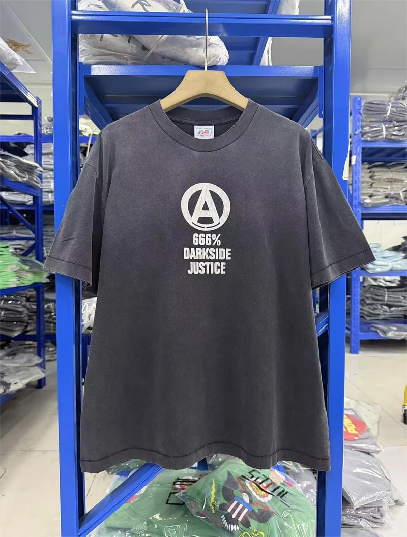 New Summer Saint Loose Casual Pattren Printed Short Sleeved Simple Loose High Street T-shirt Men Oversize Sports Cotton