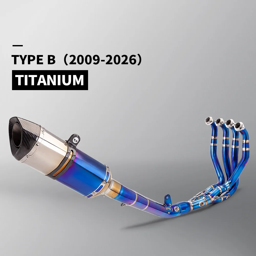 ZX6R 636 Ninja 2009-2026 Titanium Alloy Front Link Pipe Full Exhaust System Slip-On 60MM Silver Muffler