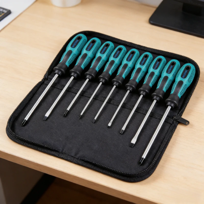 新しい実用的な修理ツールセット-マグネット式精密ドライバーキット、プラス・マイナスドライバー、滑り止めハンドル付きツールセット