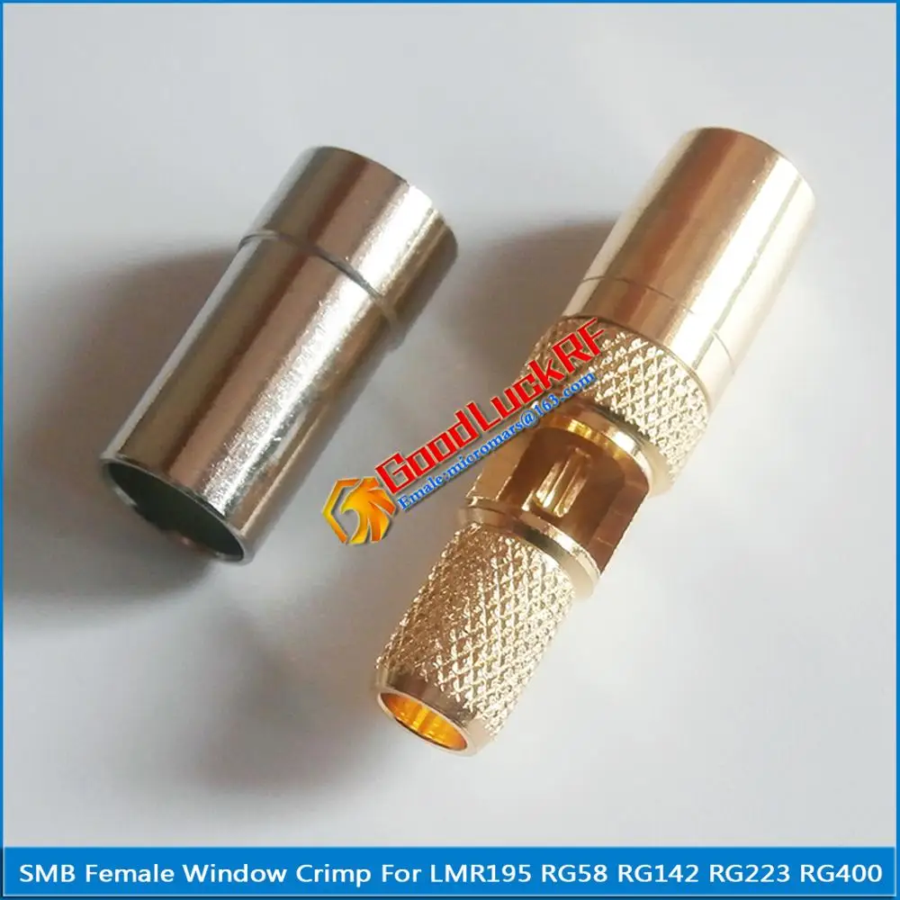 

1X Pcs High-quality RF Connector SMB Female Window Jack Crimp for RG58 RG142 RG223 RG400 LMR195 Cable Plug Coaxial GOLD Plated