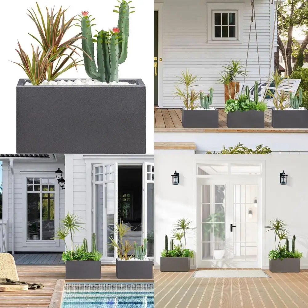 

Gray Wallowa Metallic Heavy Duty Rectangle Planter, Outdoor/Indoor Use, 25 Length x 11 Width x 13 Height, 22 lbs