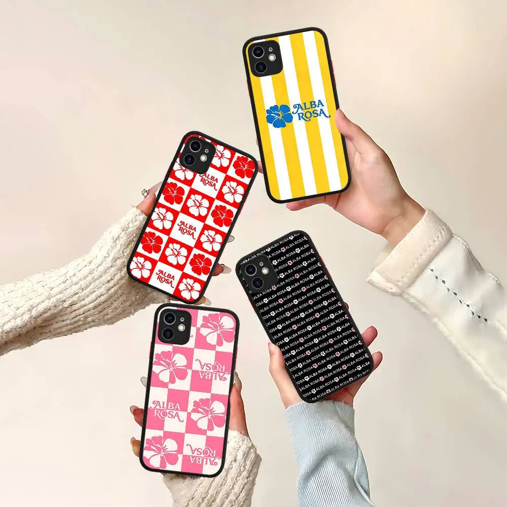 Funda de Silicona Mate para Teléfono A-ALBA R-ROSA para iPhone 16 Pro Max 15 14 13 12 11 X XS MAX