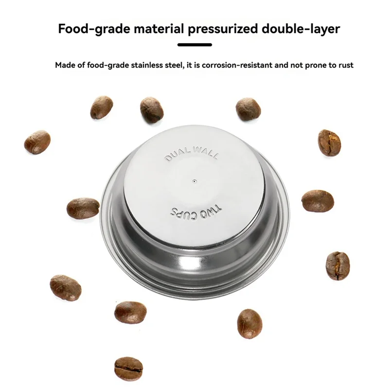 A74G-재사용 가능한 커피 필터 58Mm 이중 벽 필터 바구니 커피 기계 용 스테인레스 스틸 이중 벽 휴대용 스트레이너