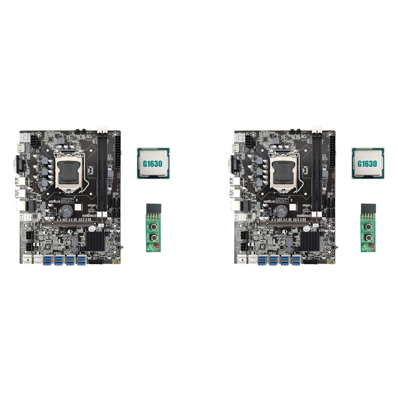 2X B75 USB ETH Mining Motherboard 8XUSB3.0+G1630 CPU+Switch Board LGA1155 DDR3 MSATA USB3.0 USB BTC Miner Motherboard