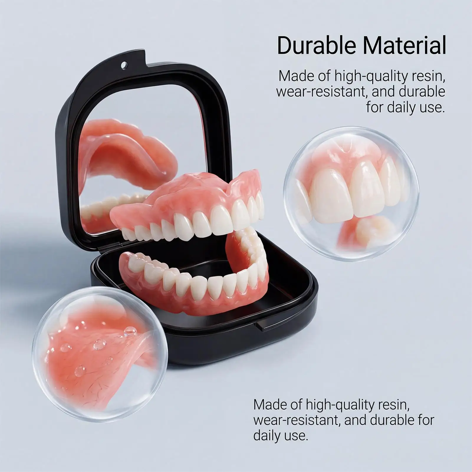 Natural Looking Temporary Denture Kit Upper Lower Teeth Smile Cover for Adults Men Women Home Travel Office Dating Photos