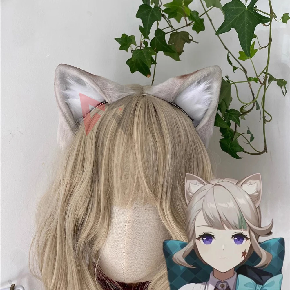 

New Genshin Impact Lynette Cosplay Costume Accessories Cat Ears Hairhoop Tail To Choose Custom Made