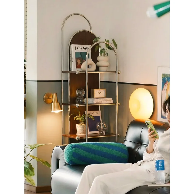 Storage bookshelf floor-to-ceiling sofa side cabinet corner wall medieval mobile living room home display narrow bedside storage