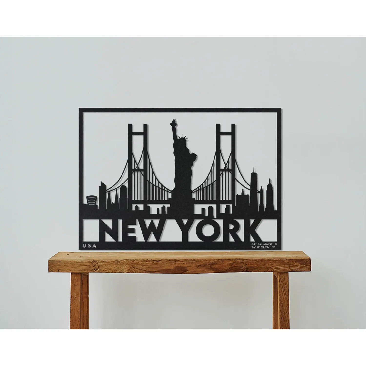 New York Skyline Statue Liberty Iron Wall Art Cityscape Metal Sculpture Urban Living Room Indoor Outdoor Decor Gift Ornament
