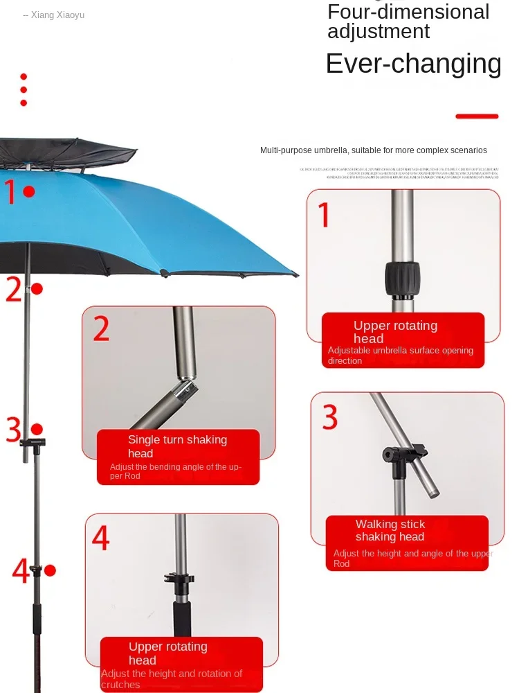 Fishing Umbrella Large Fishing Umbrella Universal Rainproof Double-Curved Folding Vinyl Sun Protective Rainproof Thickened