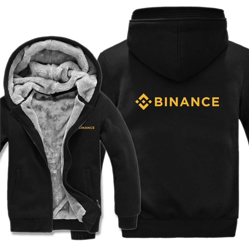 

Мужские толстовки Binance, крутые зимние толстые свитшоты с принтом, пуловер, модная куртка