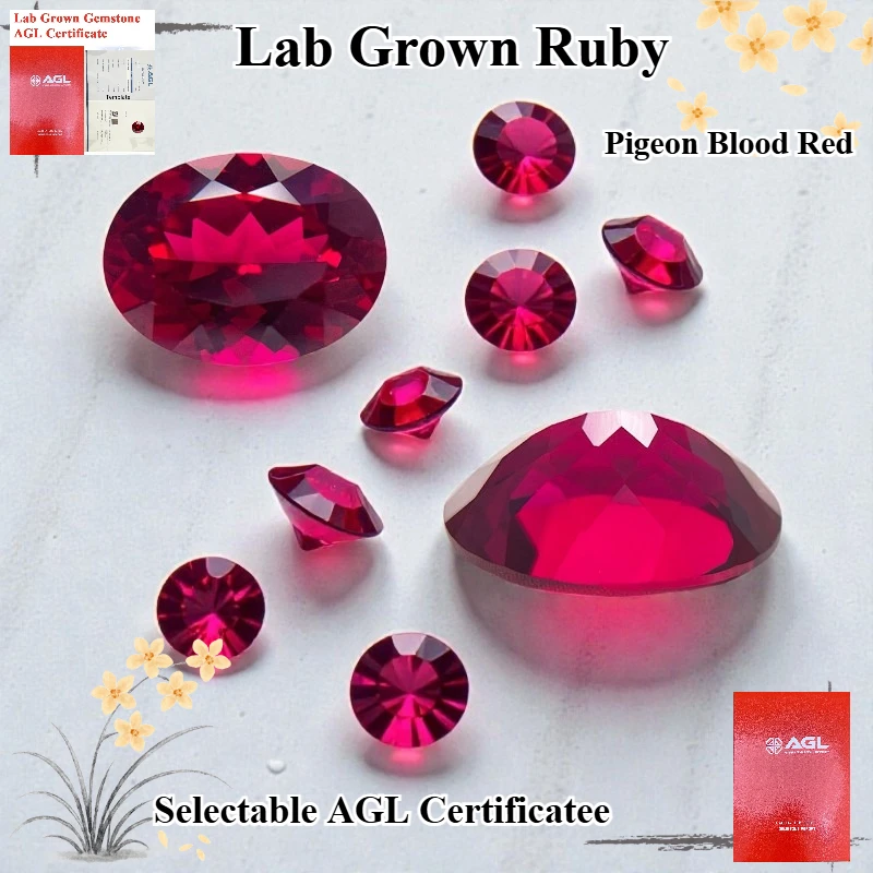 

Lab Grown Ruby Pigeon Blood Red Various Shape Loose Gemstone For Jewelry Selectable AGL Certificatee