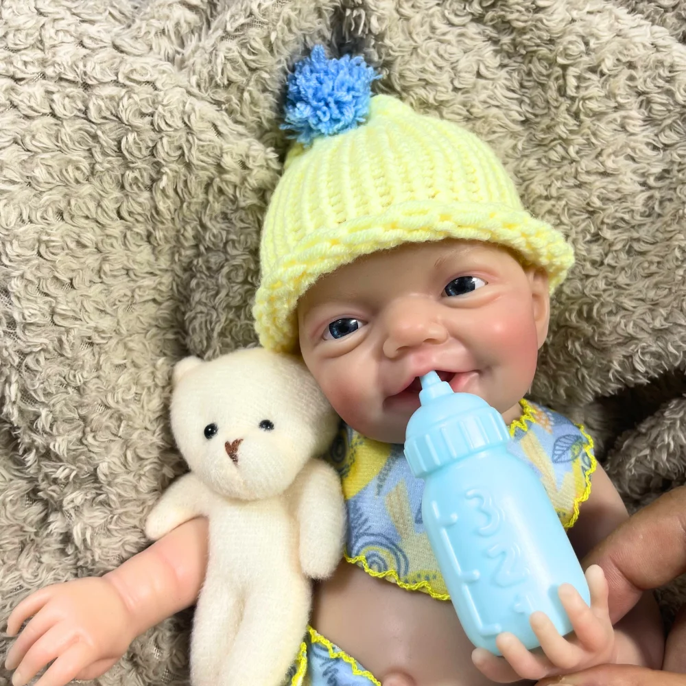

13 Inch Mini Silicone Reborn Baby Doll Charlie Boy or Girl Body Full Solid Silicone Washable Doll Toy Birthday Christmas Gift
