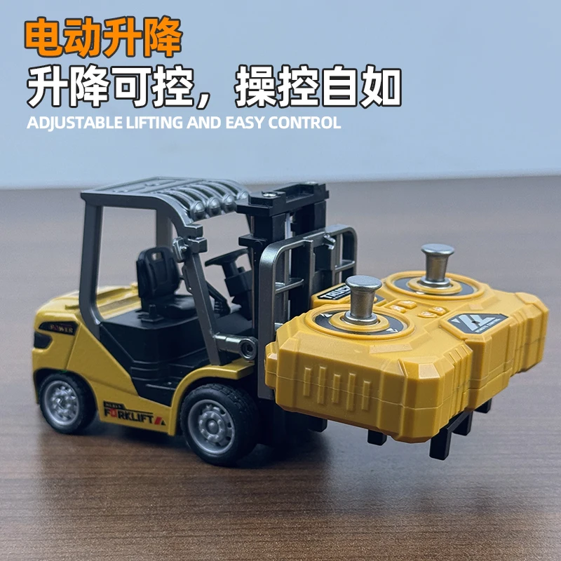 새로운 미니 데스크탑 합금 원격 조종 지게차 1:64 시뮬레이션 조절 가능한 건설 차량 모델 장난감 소년 선물