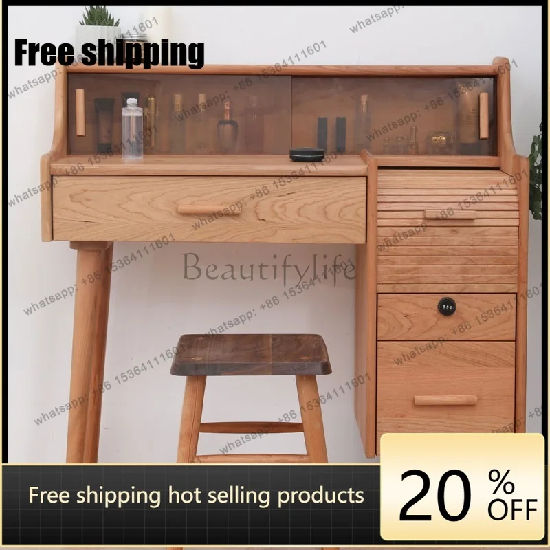 Factory Direct North American Dresser Cherry Wood Multi-functional Log Cosmetic Cabinet Light Luxury Dressing Table