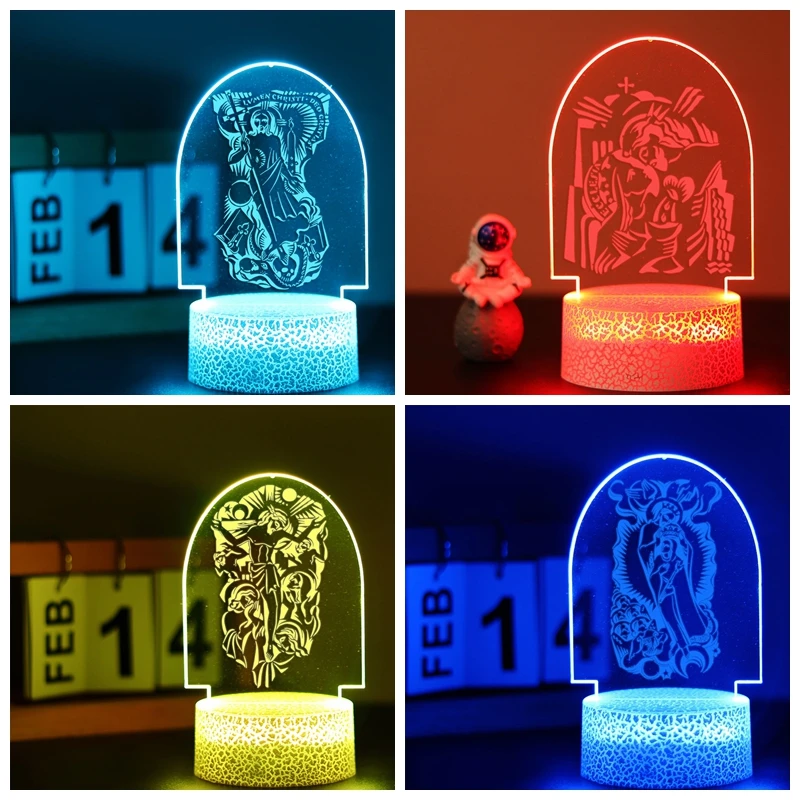 

Jesus crucifix christ 1pc carve Ambiance lamp 3D Visual Acrylic Lamp Kids for Room Decor customize