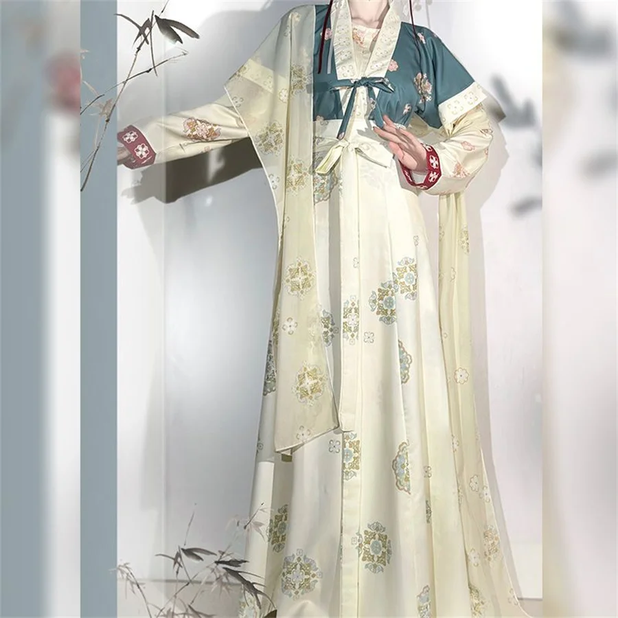 Hanfu Women Chinese Traditional Stage Dance Dress Female Fairy Cosplay Costume Hanfu Gradient white&bule For Women