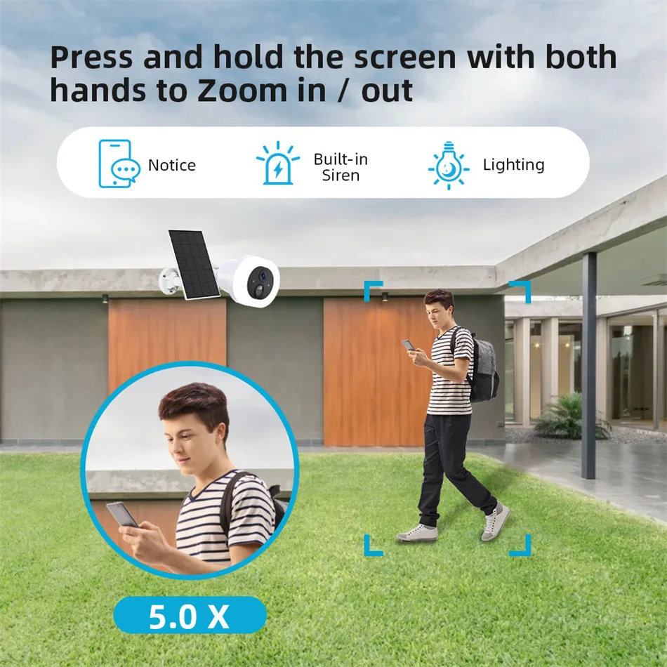 ICSEE Wire-Free Solar Camera 4MP UHD, 12000mAh Battery, PIR Motion Sensor, Color Night Vision, Smart Siren, Alexa, App Control