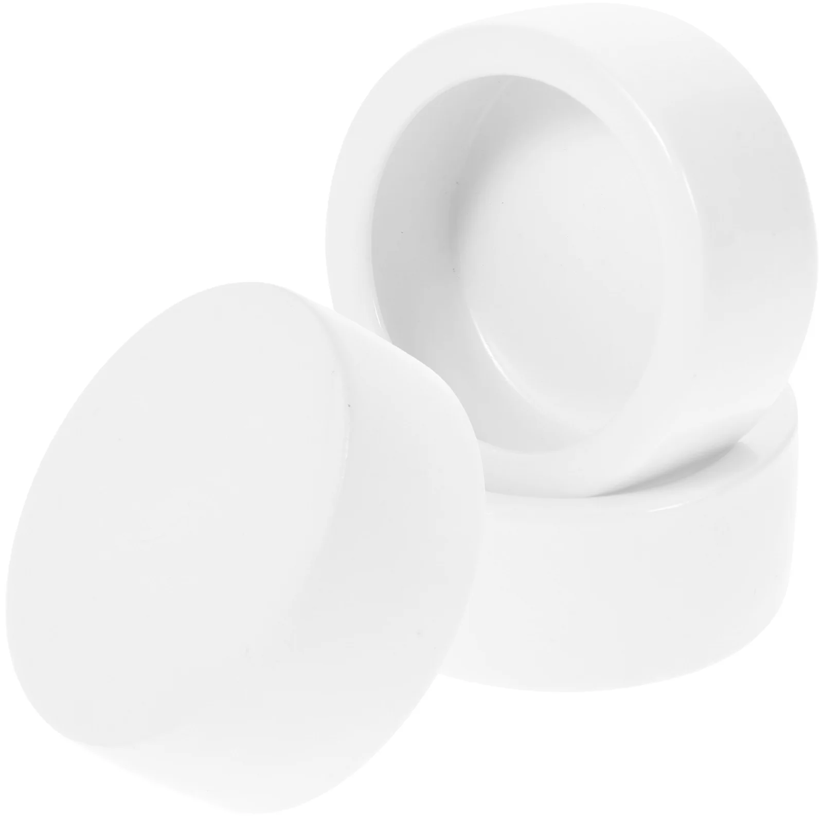 ชามอาหารสัตว์เลื้อยคลานขนาดเล็ก 3 ชิ้น ชามเซรามิกป้องกันการหลบหนี ที่ให้อาหารกิ้งก่า วัสดุหนา ทำความสะอาดง่าย สีขาว รูปทรงกลม