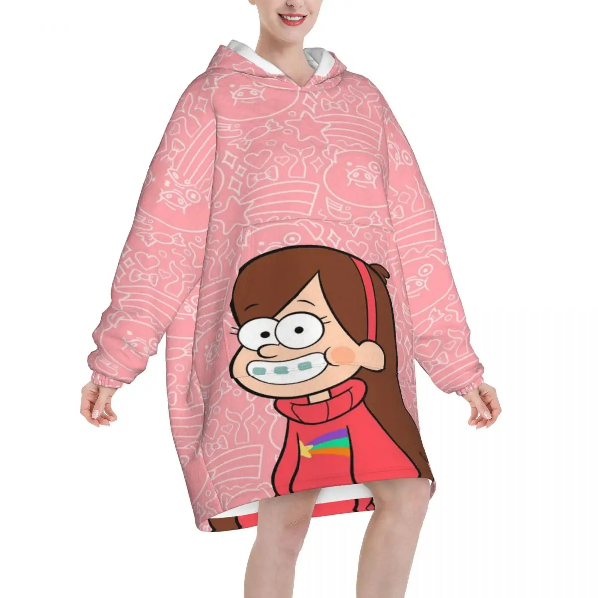 Gravitys Falls Oversized Blanket Hoodie Sweatshirt Long Fleece Hooded Wearable Blanket with Large Pocket for Women Men