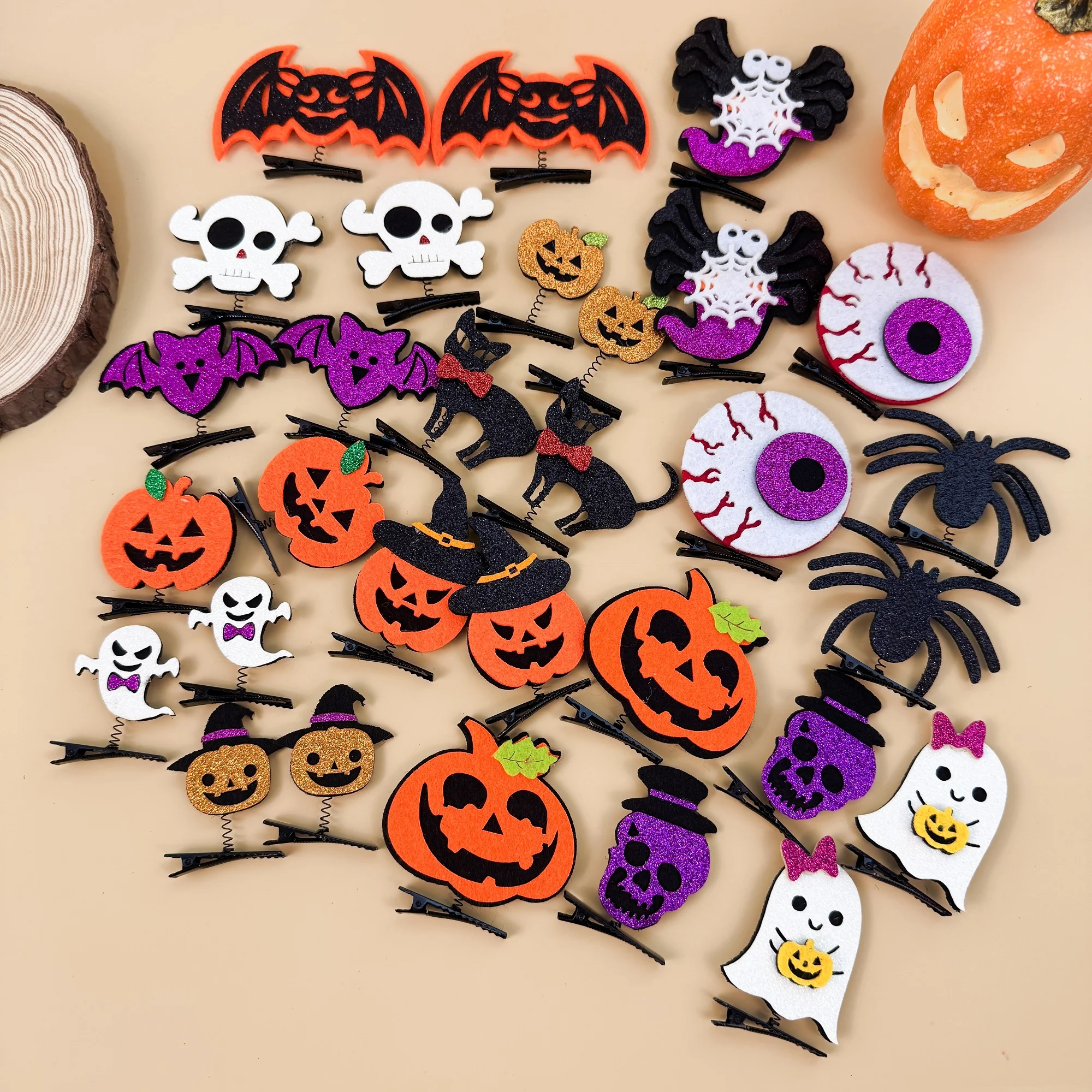 10 pçs meninas festa de halloween acessórios para o cabelo abóbora diabo grampos de cabelo conjunto cratoon primavera grampos presilhas crianças headwear