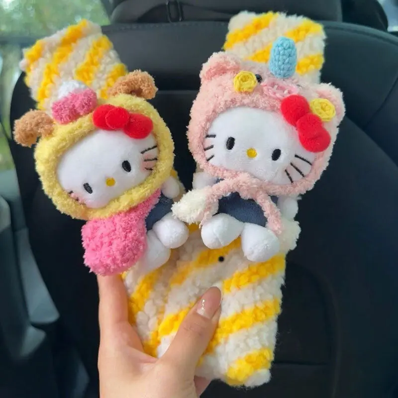 

Sanrio Hello Kitty Car Seat Belt Shoulder Cover Decompression Comfort Car Accessories Safety Belt Protective Cover