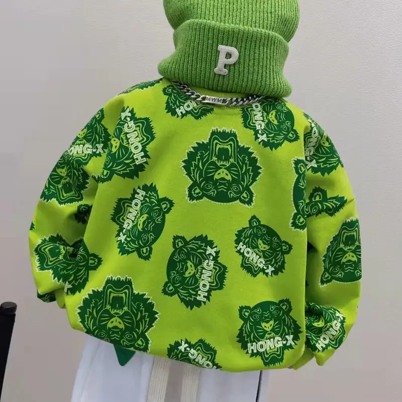 Children's Tiger Head Sweater Spring 2022 New Baby Clothes Fashion Brand Boy's Tiger Year Top Boy Spring and Autumn