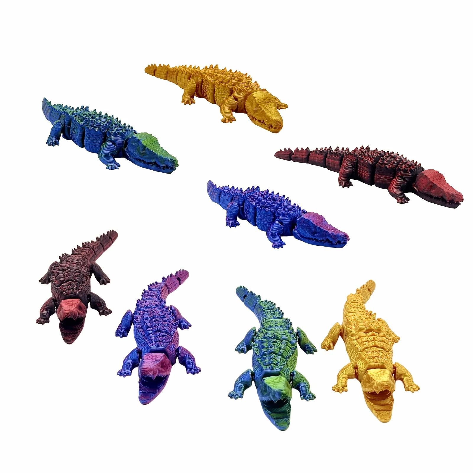 3D Printed Realistic Alligator Animal Set of 3, with Movable Joints, a Prank Toy, Suitable for Home and Office Display.